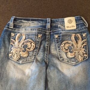 Miss Me Women's Blue Jean Cut Offs with Embellished Pockets